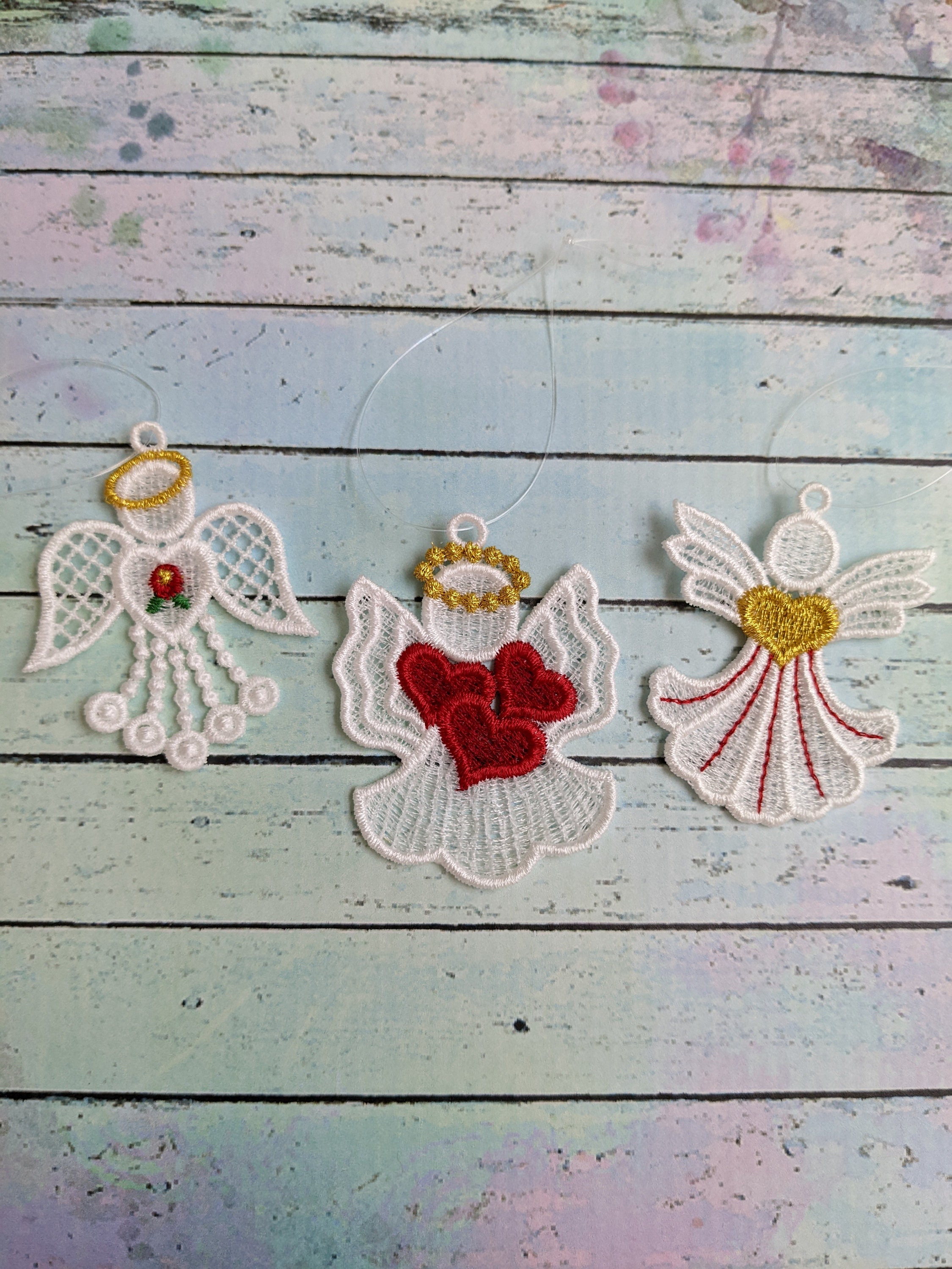 Set of 6 Angel Ornaments, Christmas Embroidered Lace. - Etsy