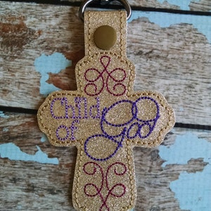 Embroidered Key chain, Cross  Child of God