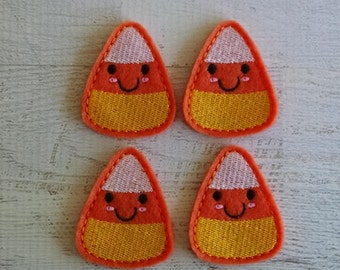 Kawaii Candy Cornt Felt Embellishment, set of 4,  CUT Felties, 1.5" x 2"