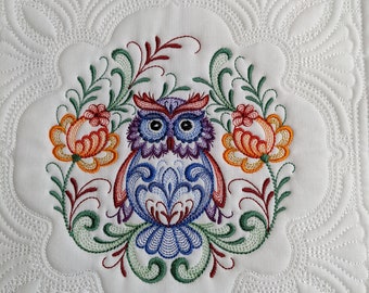 Owl Embroidered Quilt Blocks, 6 to choose from