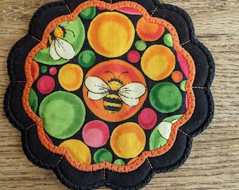 Bee Coasters, Set of 4, Embroidered