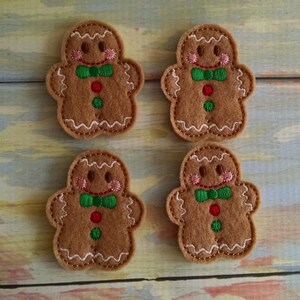 Gingerbread boy, set of 4, Felties, 2" x 1.75"