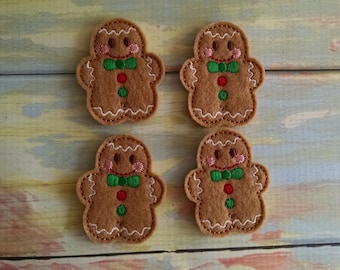 Gingerbread boy, set of 4, Felties, 2" x 1.75"