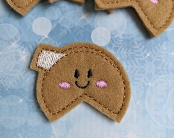 Fortune cookie, set of 4, CUT Felties,  1.75" x 1.5"