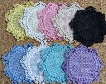 Miniature Dollhouse doily, 1:12, 9 colors to choose from, 3.25 inch, embroidered lace.