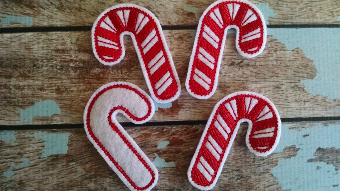 Candy Cane Felt Embellishment Set of 4 Felties 2.5 X Etsy UK