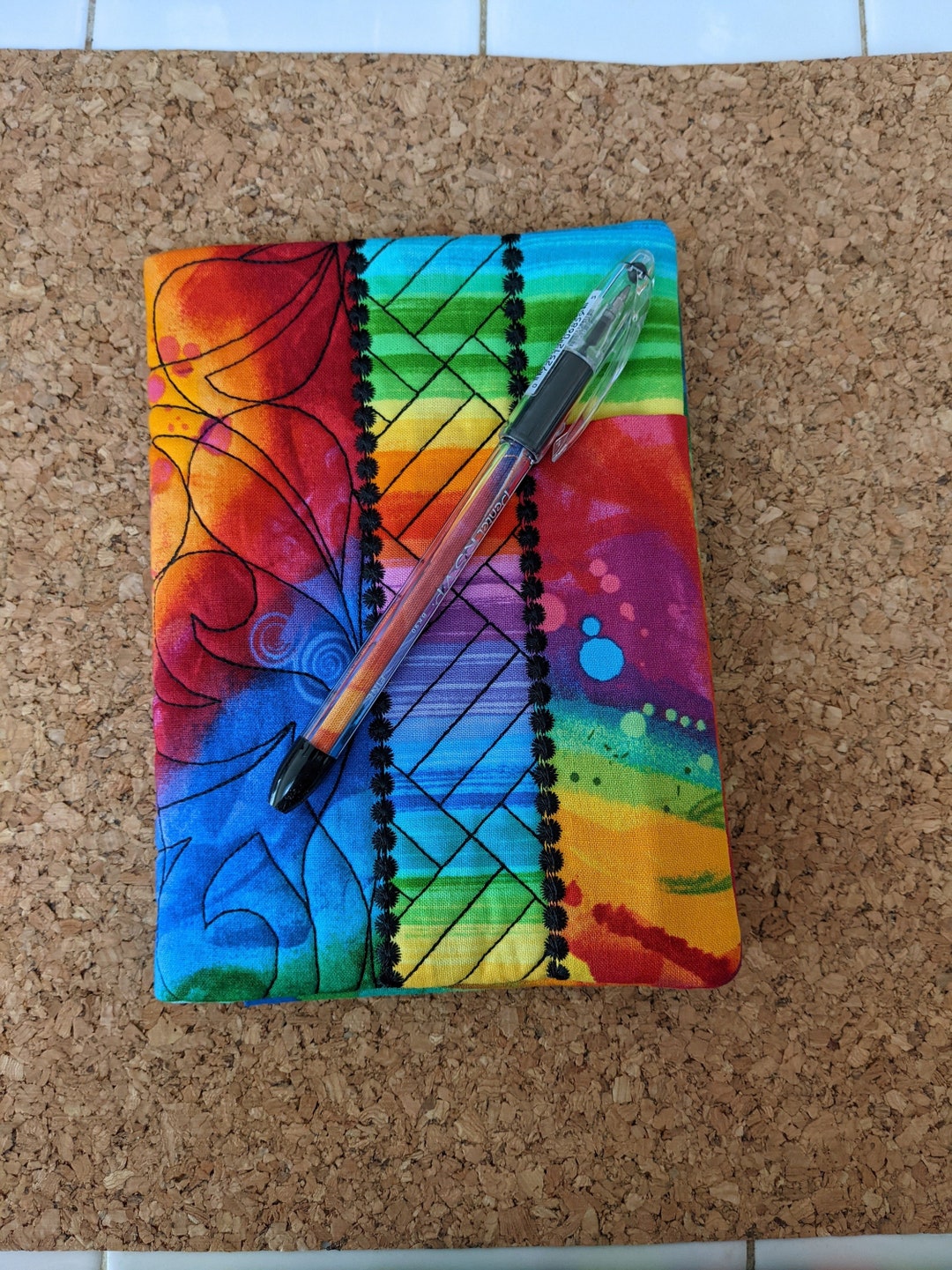 Quilted Notebook Cover, 5 X 7, FREE Matching Pen, Rainbow Swirls Etsy
