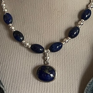 Lapis Lazuli & Sterling Silver Bead Necklace
