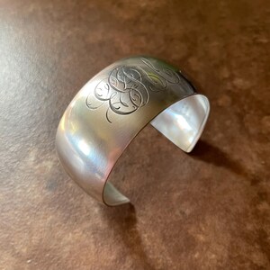 Sterling Silver Cuff: Antique, Hand Engraved & Upcycled