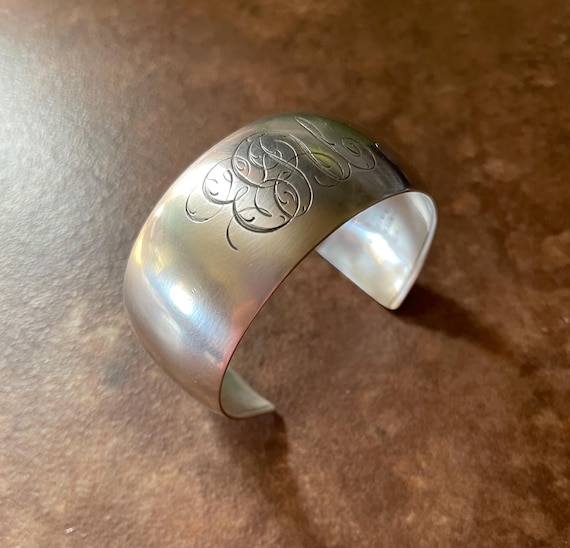Sterling Silver Cuff: Antique, Hand Engraved & Upcycled