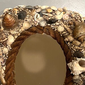 Large Antique Victorian Sailor Art Sea Shell Mirror