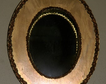 Vintage Italian Florentine Tole Wood Mirror Shadow Box