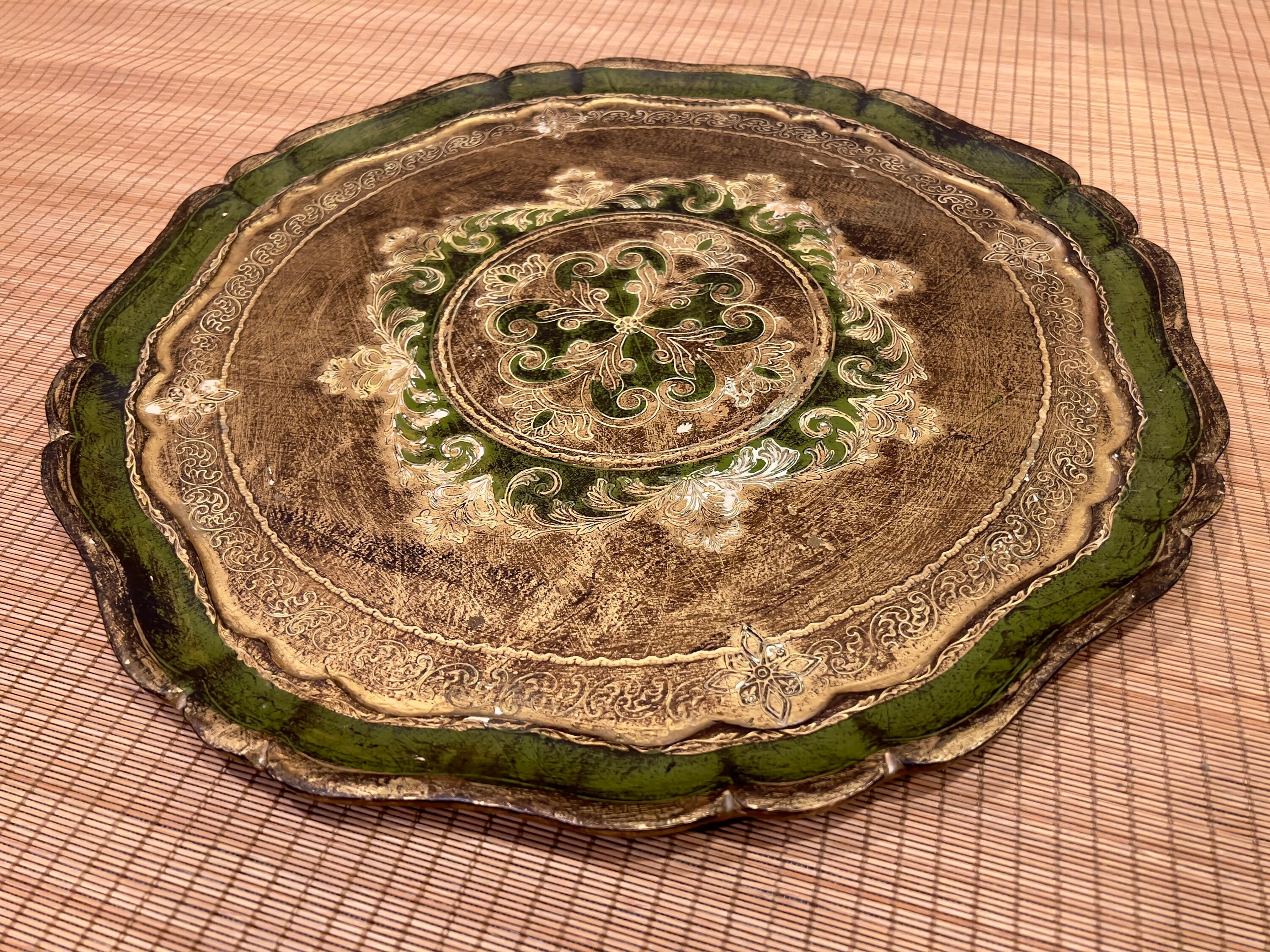 Large Vintage Italian Florentine Gold Wooden Tole Toleware Tray 17” - Etsy
