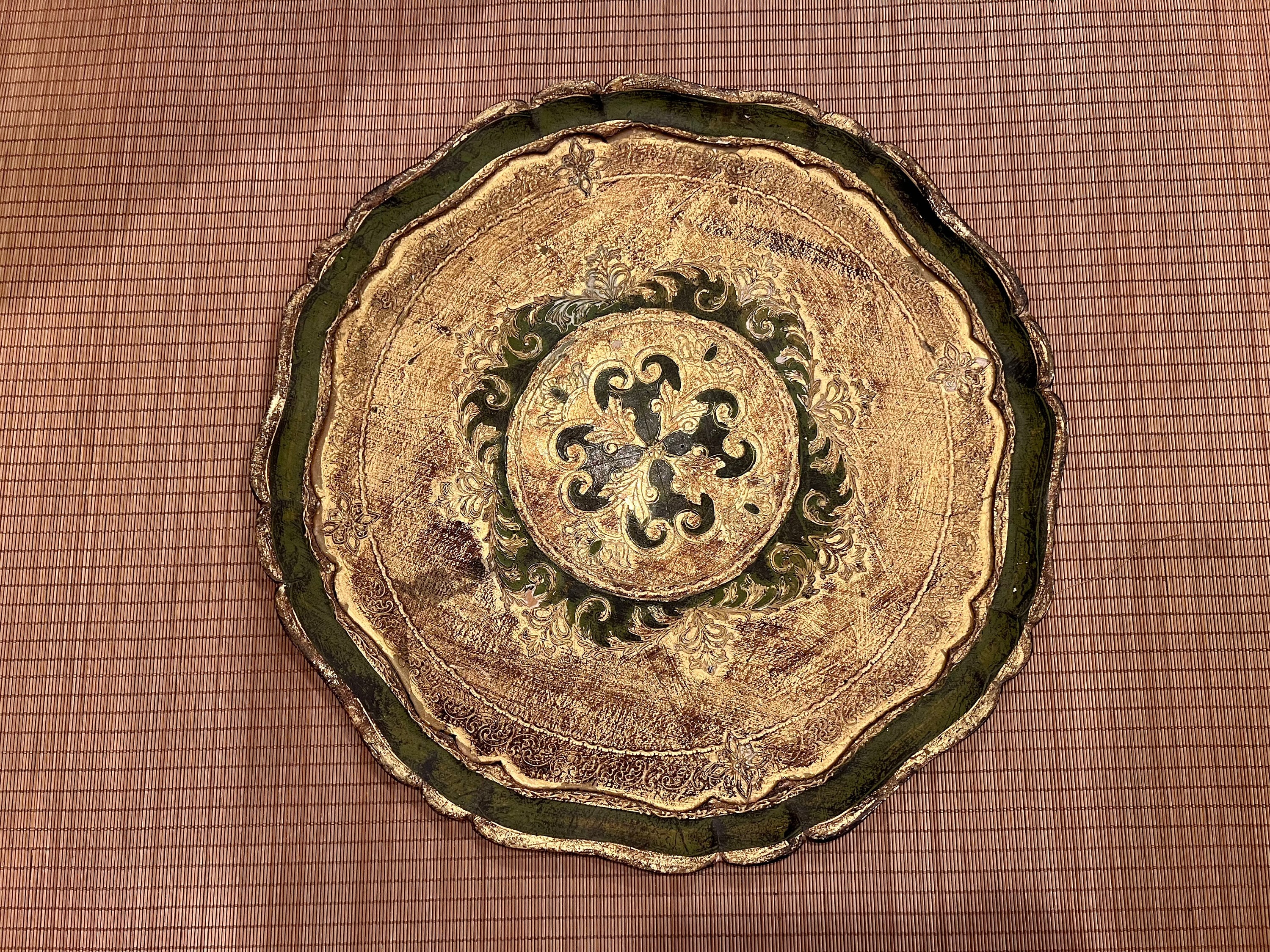 Large Vintage Italian Florentine Gold Wooden Tole Toleware Tray 17” - Etsy