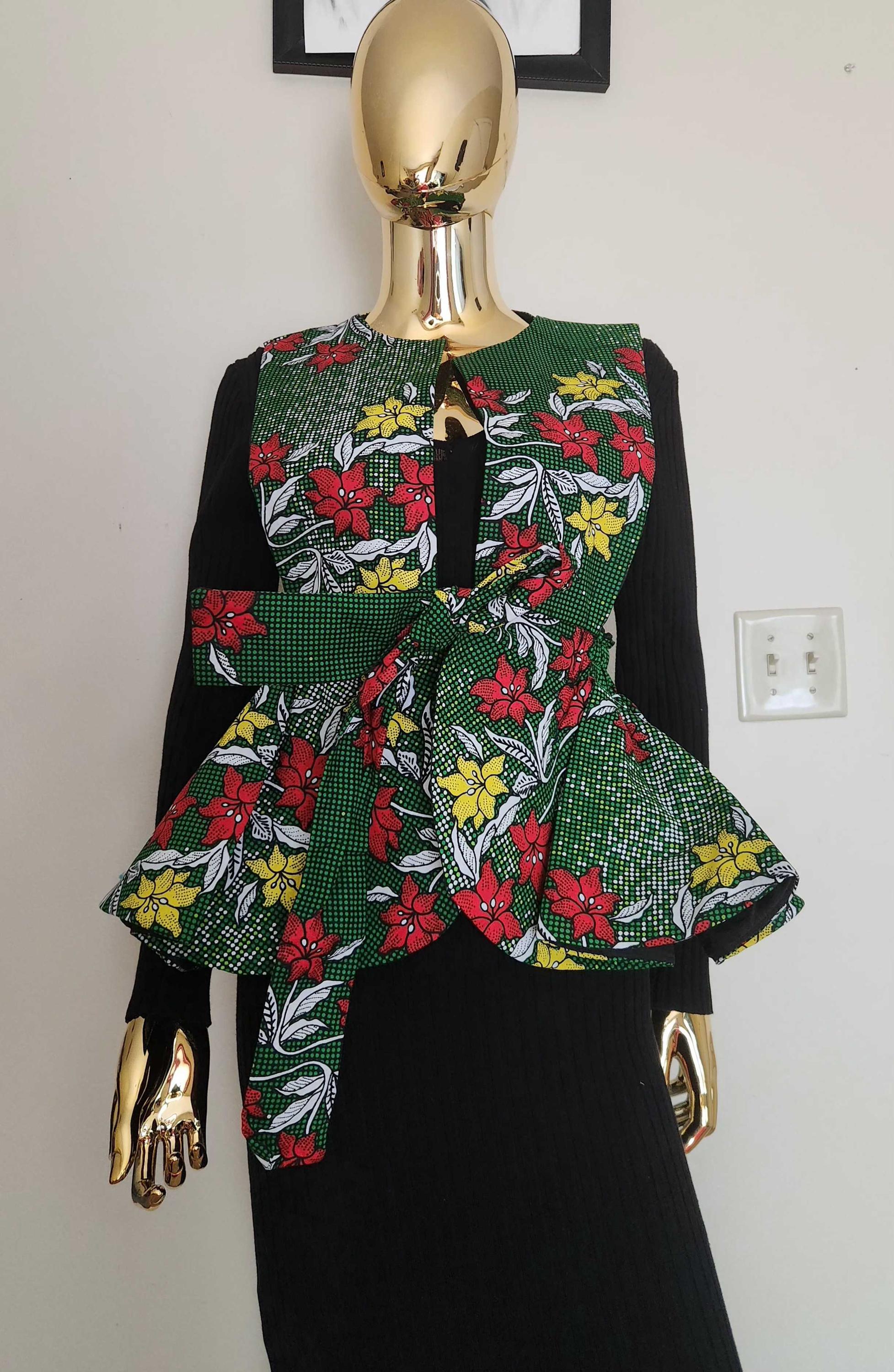 African print Peplum vest