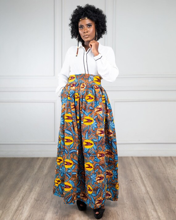 African Print High Waist Maxi Ladies Skirt