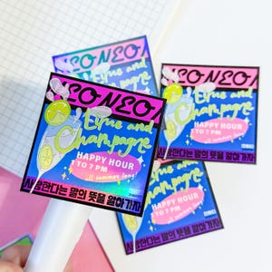 nct 127 betekenis van liefde holografische sticker | nct vinyl fanart | kpop songtekst sticker neo champagne parel citypop