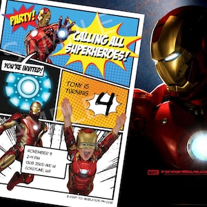 Super Hero Iron Man A vengers Marve Birthday invitation DIGITAL FILE NOT Instant Download zdjęcie 1