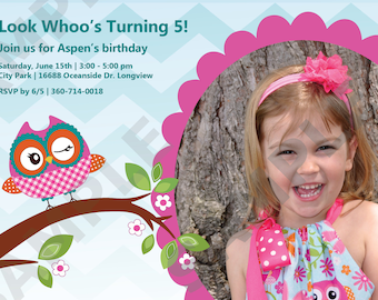 Owl Birthday Invitation Look Whoo's Turning...