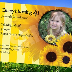 Sunflower Birthday Party Invitation