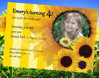 Sunflower Birthday Party Invitation