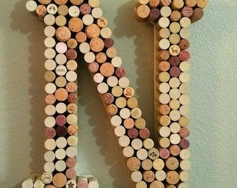 Wooden Wine Cork Letter "N" Wall Decor Wreath 18 in