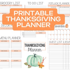 Thanksgiving Planner, Printable Thanksgiving Planner, Thanksgiving Gratitude Journal