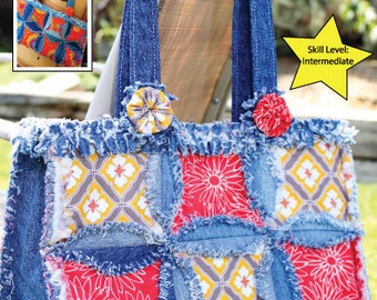PDF DOWNLOAD Purse Pattern Denim Circle Rag Bag made with Recycled Jeans