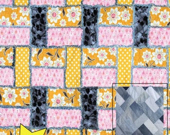 PDF DOWNLOAD- Straight Leg Denim Rag Quilt Pattern (use your Recycled Denim Jeans)