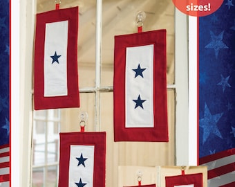 DESCARGA EN PDF - Patrón de la colcha de servicio (Bandera de estrella azul/estrella dorada)