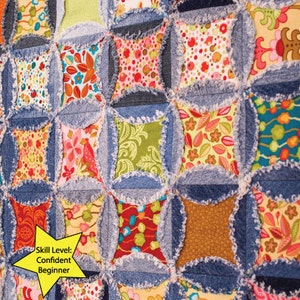 PDF DOWNLOAD- Denim Circle Rag Quilt pattern (use your Recycled Denim Jeans)