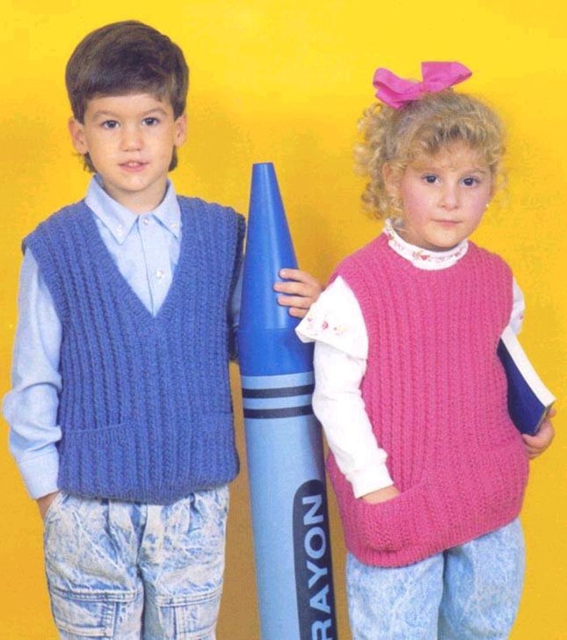 PATTERN for Knitted Shaker Vest for Children. Instant download Etsy