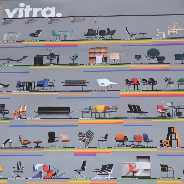 Large poster : VITRA International, 1996 / Chairs, Armchairs, Design, Eames, Panton, Stark, Ron Arad, Mario Bellini