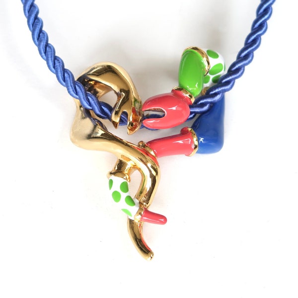 Pendentif sculptural : serpents "dance of the snakes" de Niki de Saint Phalle et parfum, vintage / bijoux d'artiste, collier, art, sculpture