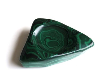 Malachite bowl, ring dish, green stone, 1970s / vintage, boho chic, mineral, folk, bohemian, bathroom jewelry tray