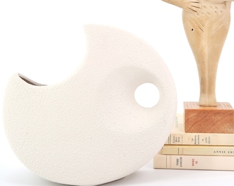 Jarrón de cerámica blanca Bertoncello de Roberto Rigon, década de 1960 / Italia, modernista, moderno, forma libre, decoración de interiores
