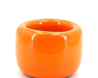 French orange ceramic cylinder pot, vintage / Geogres Jouve, Ruelland style, home decor, vase