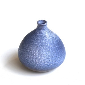 Blaue Feigenvase aus Keramik von Antonio Lampecco, 70er Jahre / Ruelland-Stil, Soliflore, Ikebana, Vintage, Ruelland, belgische Kunst