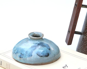 French ceramic vase, pale blue, 1970s / vintage, boho chic, folk, wabi sabi, country