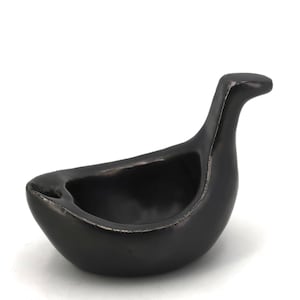 French black zoomorphic ceramic ring dish, 1950s / bird, Georges Jouve Denise Gatard style,