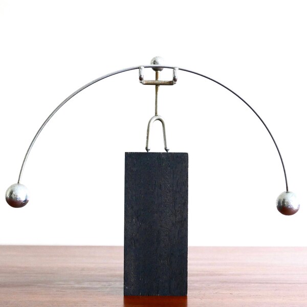 Vintage danish kinetic sculpture, tight rope, 1970s / vintage Tightrope walker mobile stabile desk office