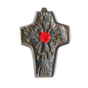 Modernist bronze communion cross, design Jacques Lauterbach, 1960s, mid century modern, communion pendant