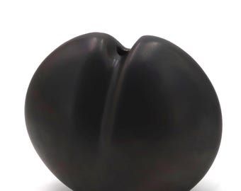 French black porcelain vase by Jacqueline and Tim Orr, Made in France, 1970s / minimalist home decor, sea coconut style