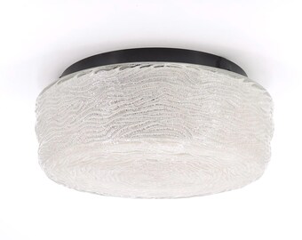 Minimalist round ceiling lamp or sconce, 1970s / black and withe, bathroom, entryway, kitchen lighting