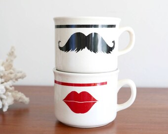 Invotis Lot de 4 porte-tasses à café moustache noir et blanc 1635