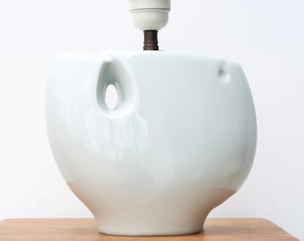 French white porcelain abstract table lampe by Virebent, 1970s / ceramic, sculpture, abstract, style Georges Jouve