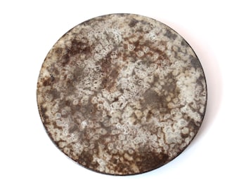 French ceramic trivet by Alexandre Kostanda, 1960s / vintage, Vallauris, brown, costa riviera, full moon