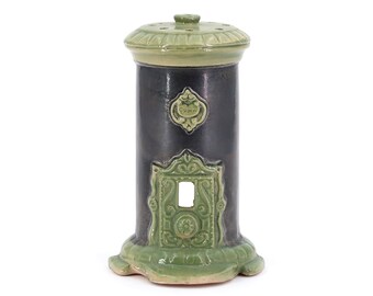 Miniature Ceramic Godin Wood-Burning Stove Tealight Holder / vintage