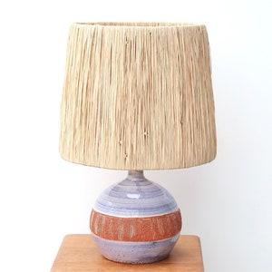 French ceramic table lampe by Christian Muratore, raffia lampshade, Vallauris 1960s / modernist, mid century modern, made in france, french