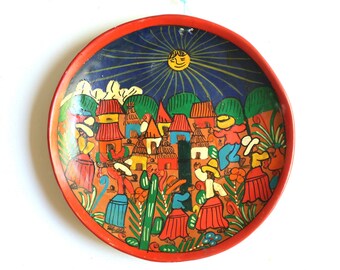 1990年代ヴィンテージ サイン入り タラベラ メキシコ陶器アート 壁掛け
